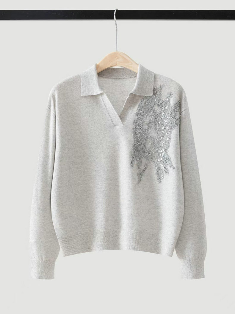 Cashmere Sweater Formal - 2026 Autumn/Winter Polo Collar Cashmere Sweater