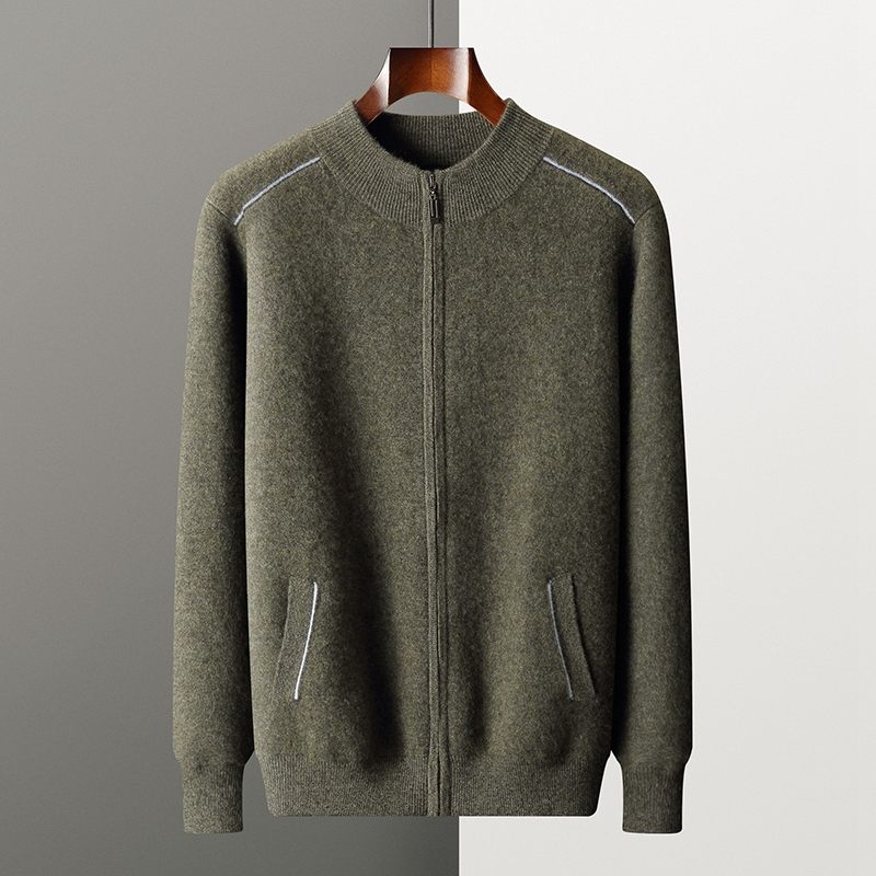 Cashmere Sweater Formal - Men's 100% Cashmere Sweater Cardigan Stand