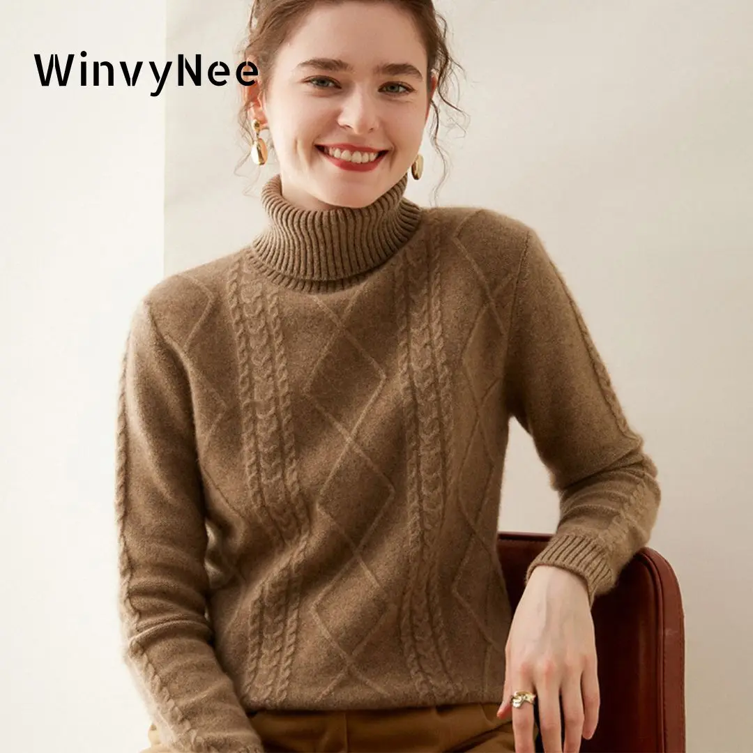 Cashmere Sweater Formal - WinvyNee Women's Cashmere Wool Sweaters Turtleneck