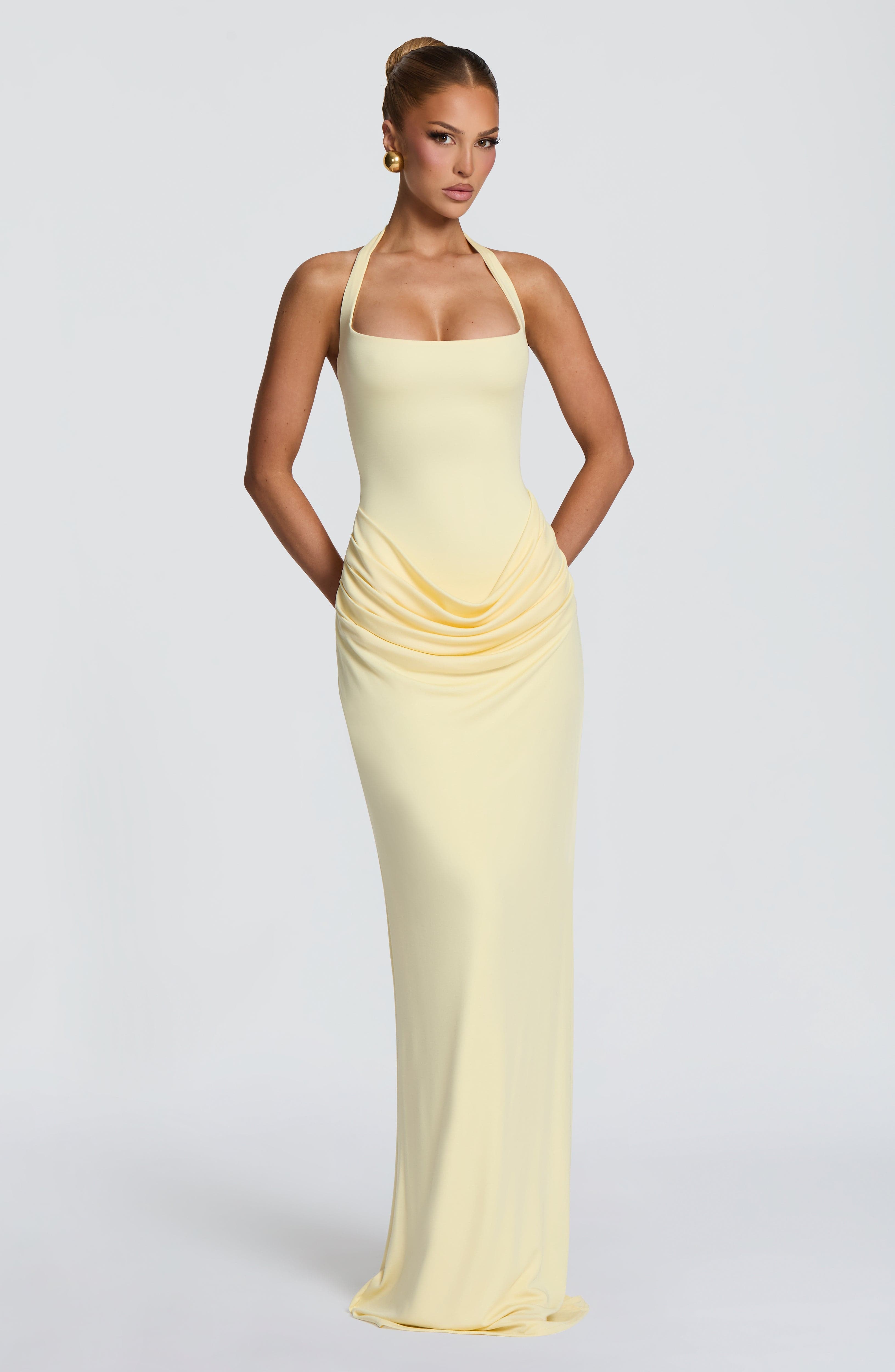 Shift Dress Sleeveless - Halter Square Neck Maxi Dress Waist