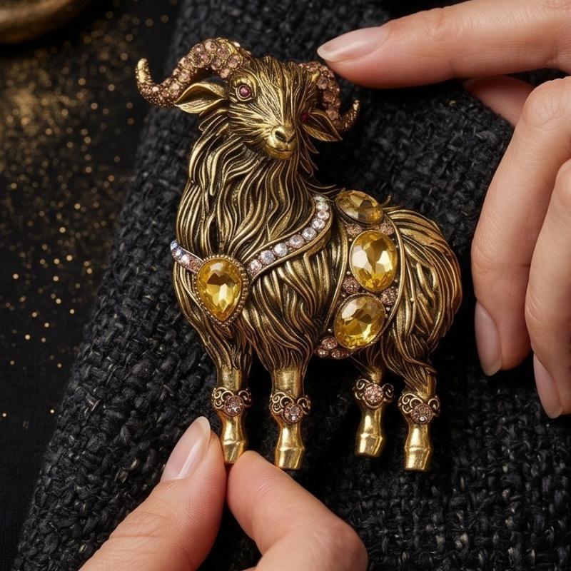 Unique Rhinestone Goat Brooch  - Unique Women'S Formal Wear 评论和价格