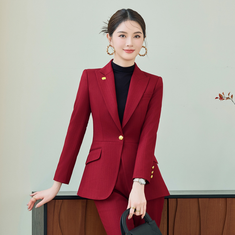 Red Suit Set for Women, Autumn - Women'S Elegant Formal Wear 评论和价格