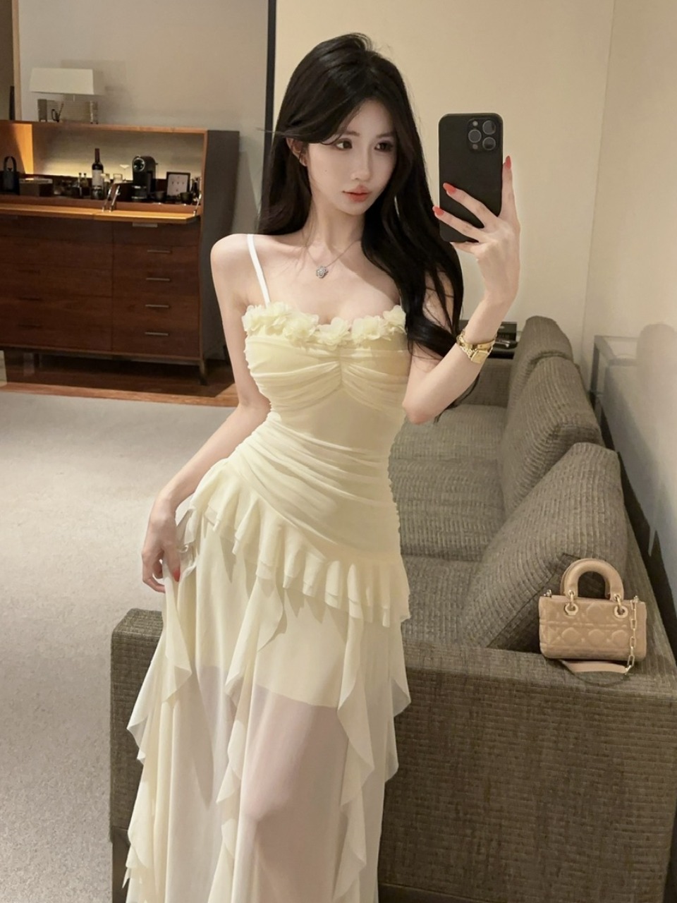 Sexy Low Cut Long Mesh Strap W - Wrap Dress Work 评论和价格