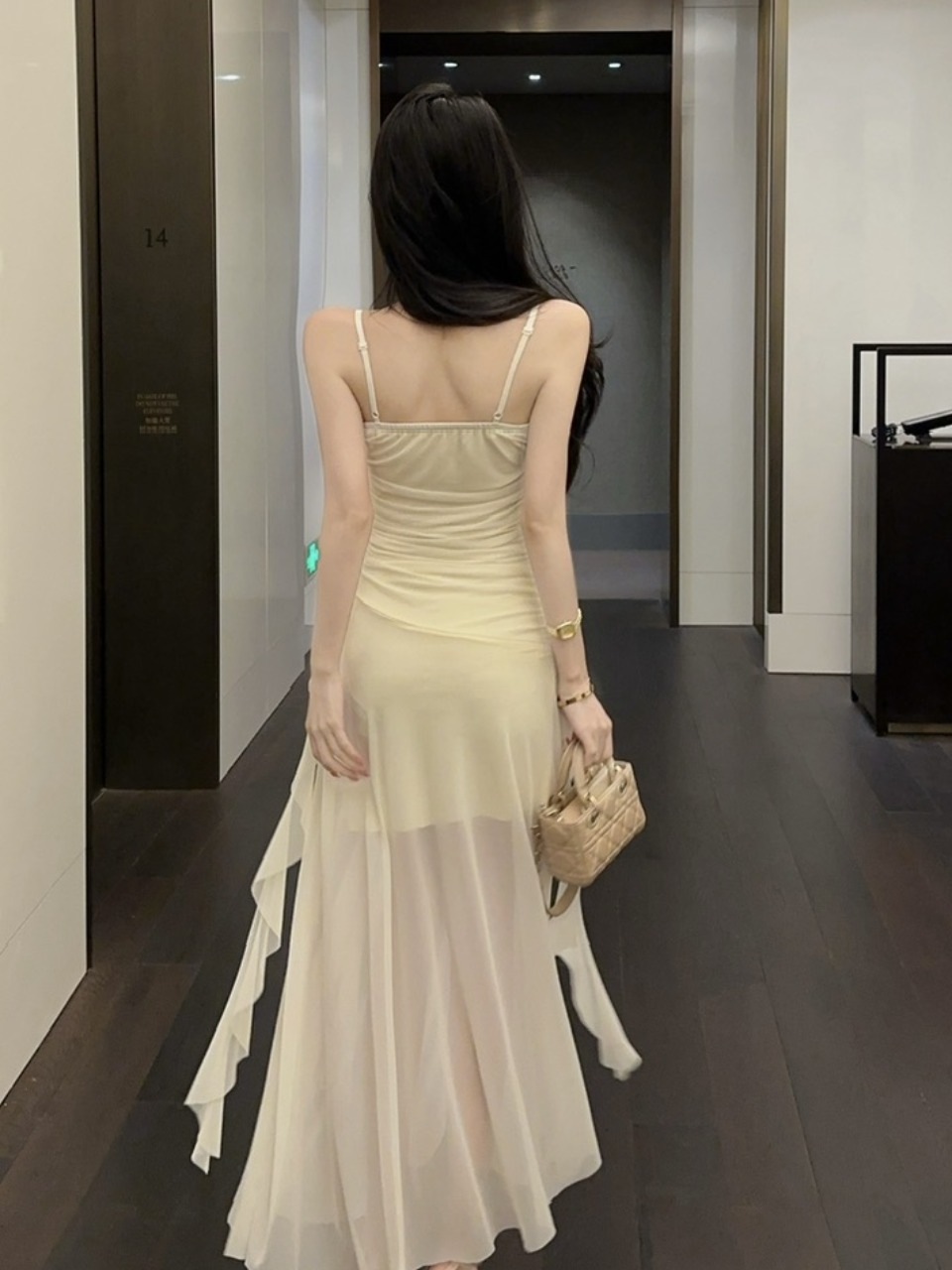Sexy Low Cut Long Mesh Strap W - Wrap Dress Work 评论和价格
