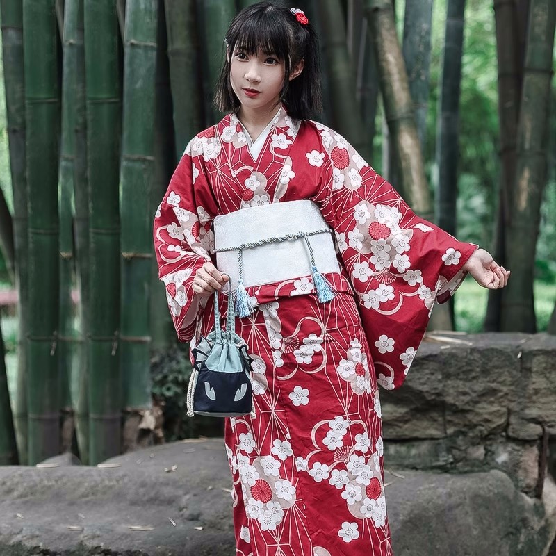 Red Japanese Yukata Kimono Fem - Japanese Women Formal Wear 评论和价格