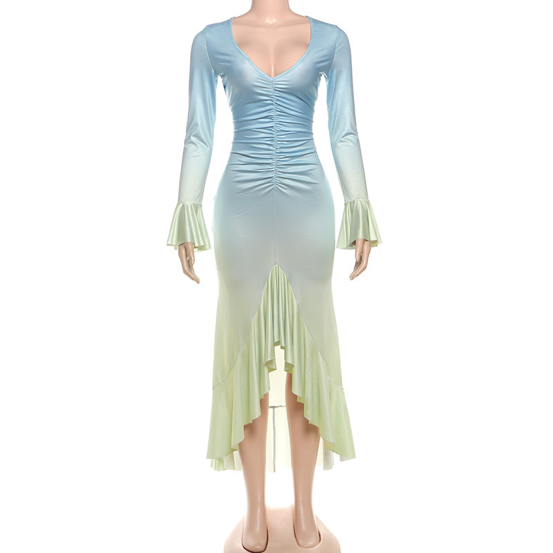Gradient Blue Women Prom Dress - Women'S Holiday Formal Wear 评论和价格