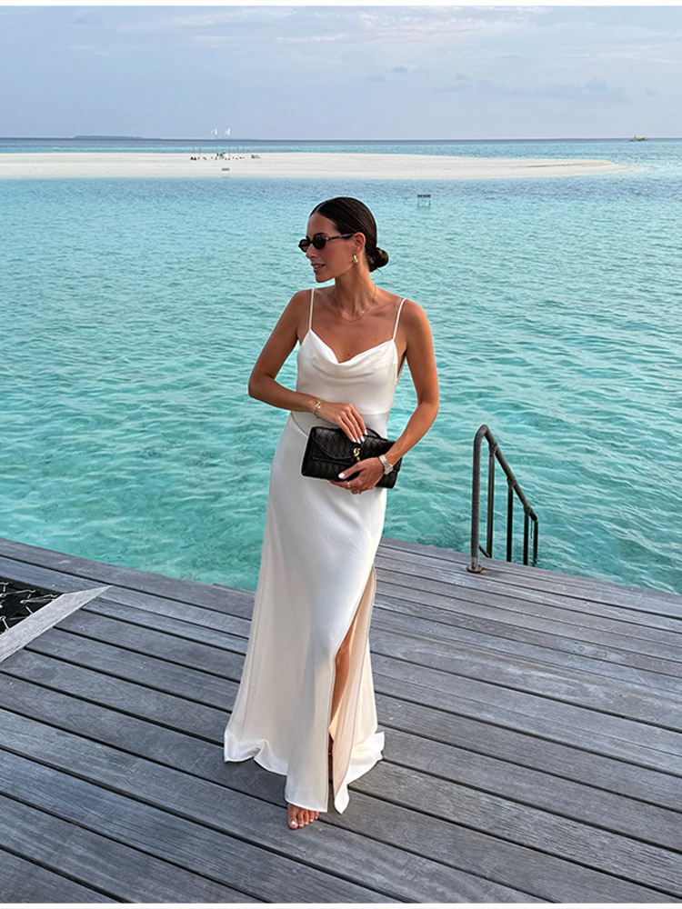 Stylish White Slip Maxi Dress  - Women'S Holiday Formal Wear 评论和价格
