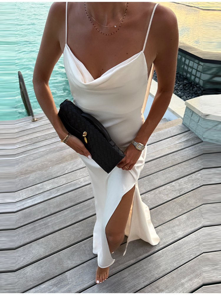 Stylish White Slip Maxi Dress  - Women'S Holiday Formal Wear 评论和价格