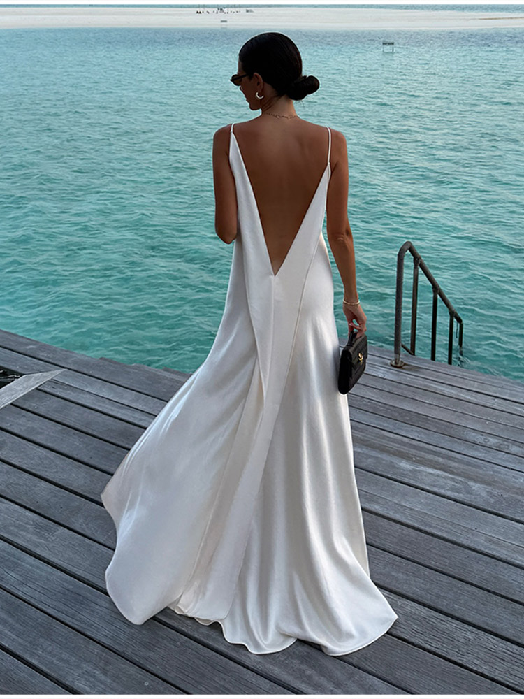 Stylish White Slip Maxi Dress  - Women'S Holiday Formal Wear 评论和价格