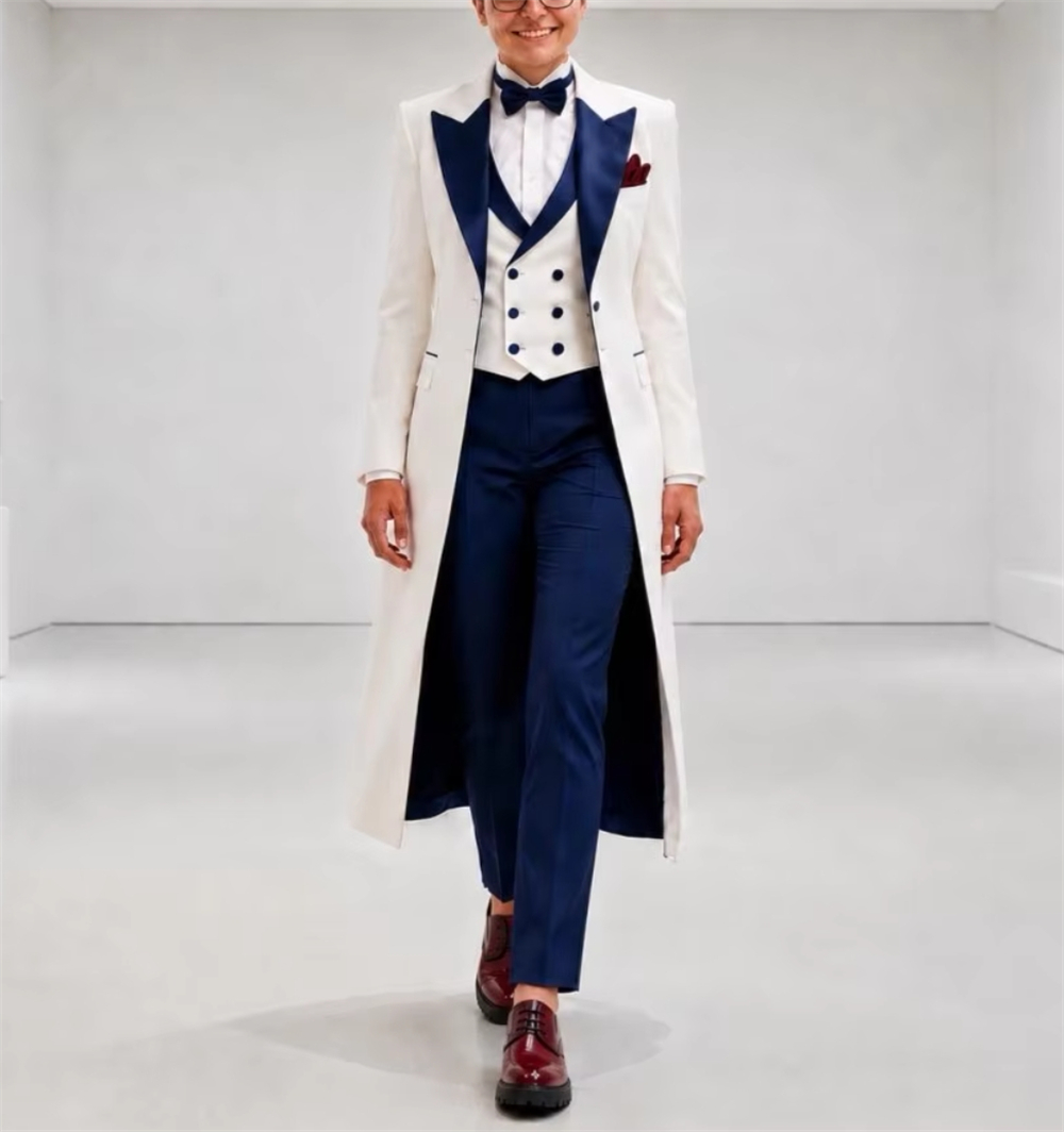Navy Blue White Women's Jacket - Women'S Elegant Formal Wear 评论和价格