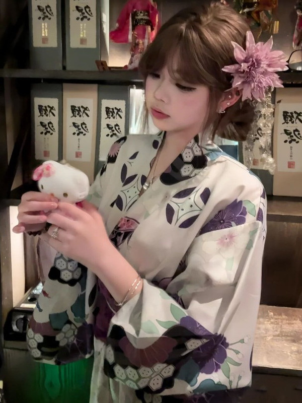 Traditional Purple Kimono Bath - Japanese Women Formal Wear 评论和价格
