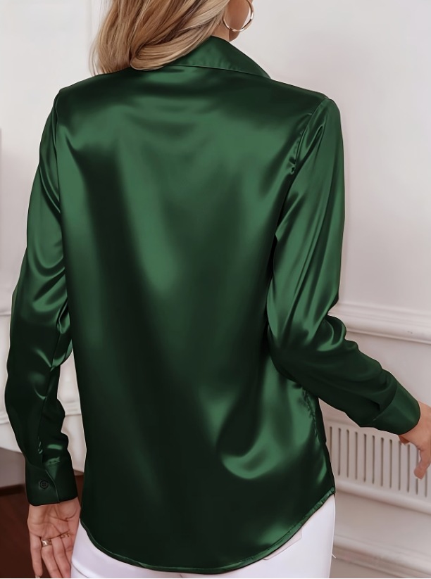 Women Satin Lapel Collar Blous - Women'S Elegant Formal Wear 评论和价格